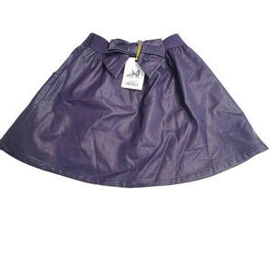 New Finding Foxtail Runway Faux Leather Purple Bow Pockets Mini Skirt Size 6
